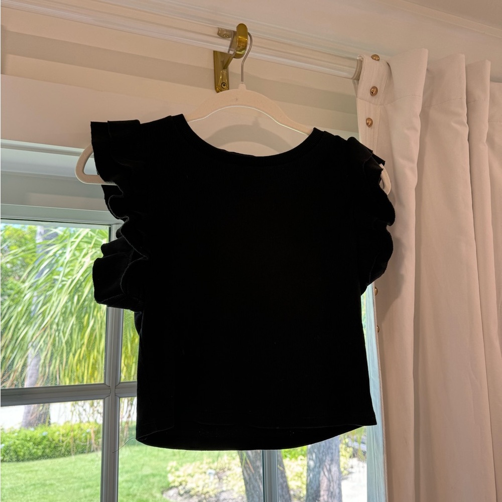 Zara Ribbed Ruffle Sleeve Top